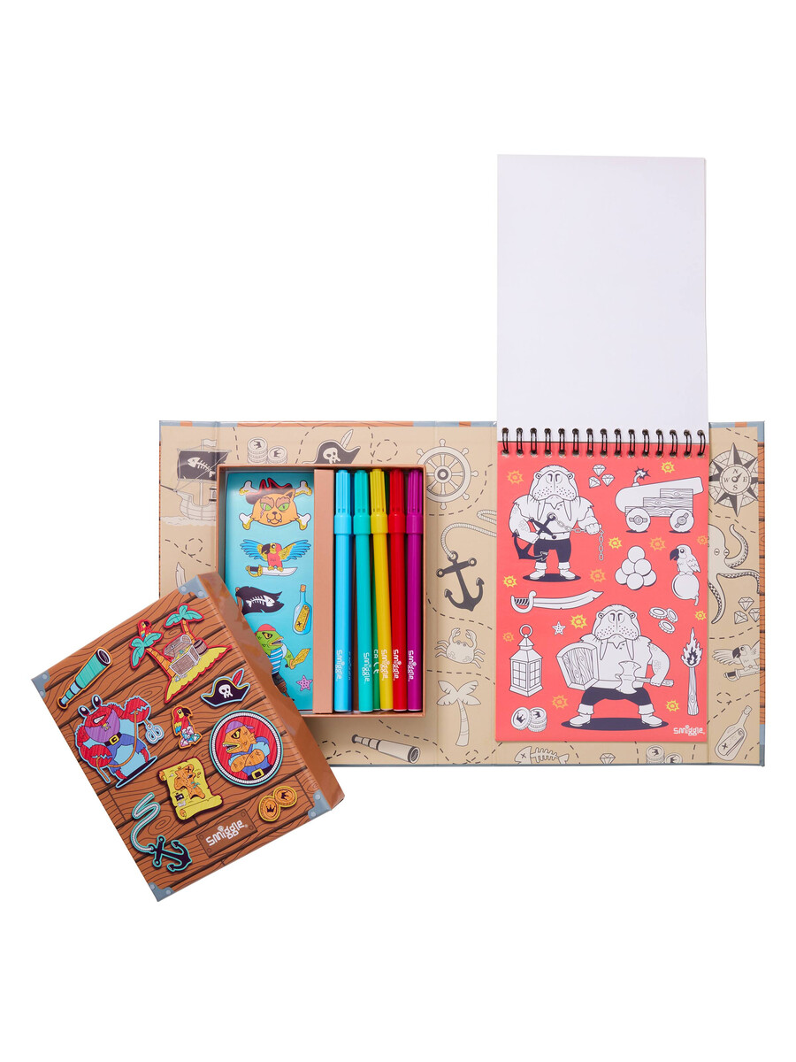 caja de actividades con libro de pegatinas para colorear