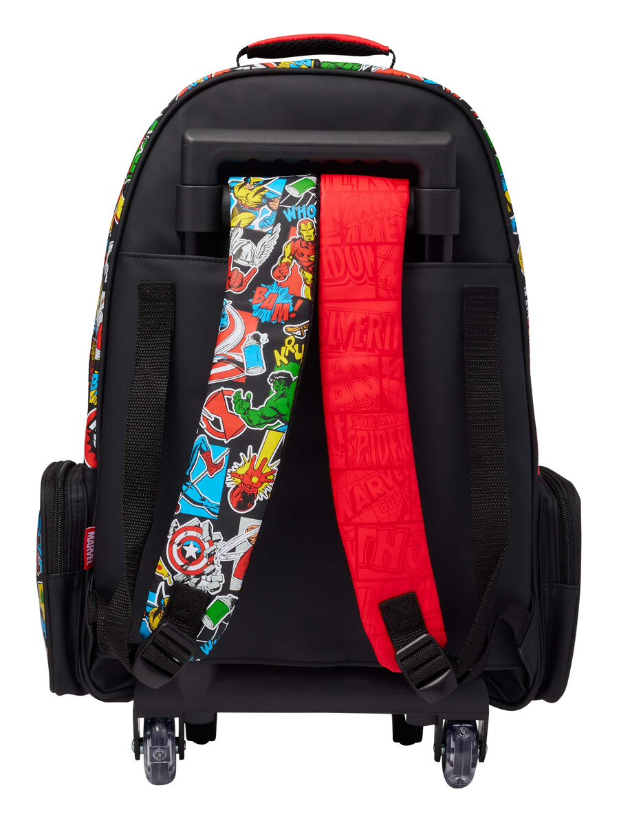 mochila con ruedas marvel con luces.