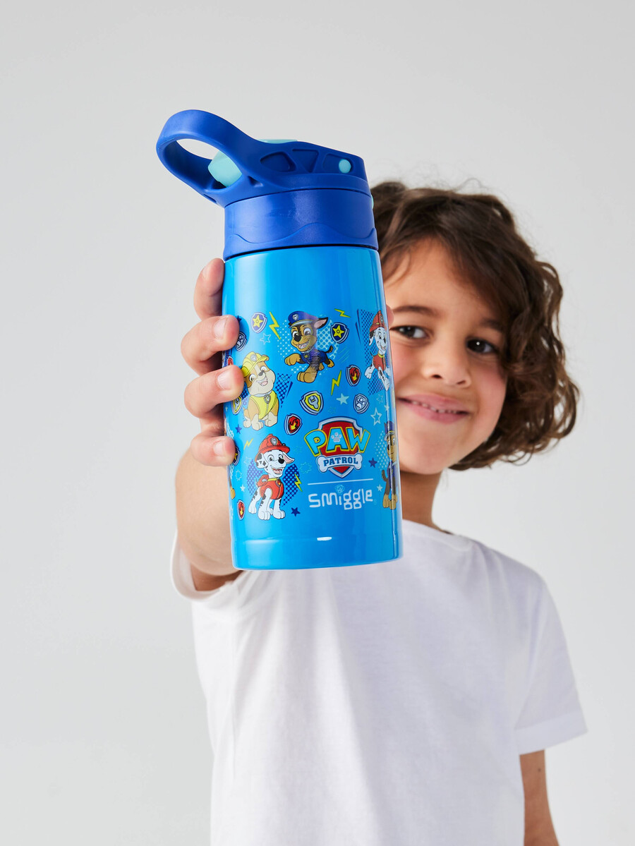 botella de agua aislada de acero inoxidable paw patrol junior con boquilla abatible de 400 ml