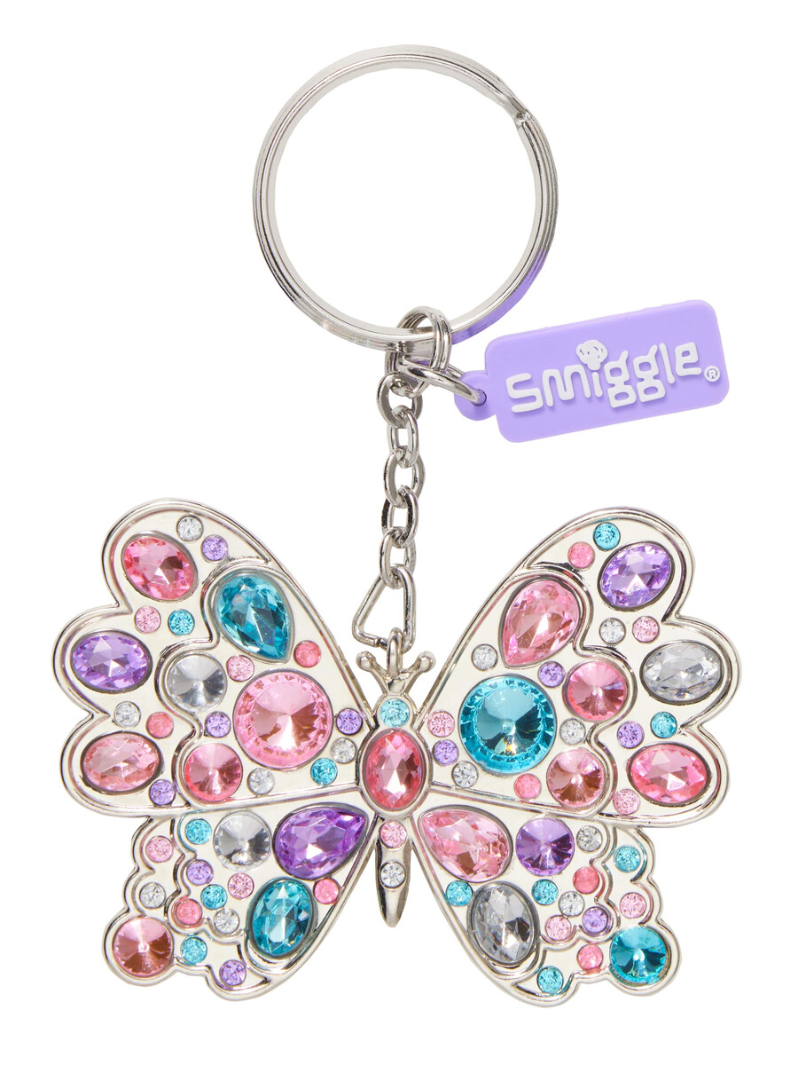 llavero con mariposa brillante