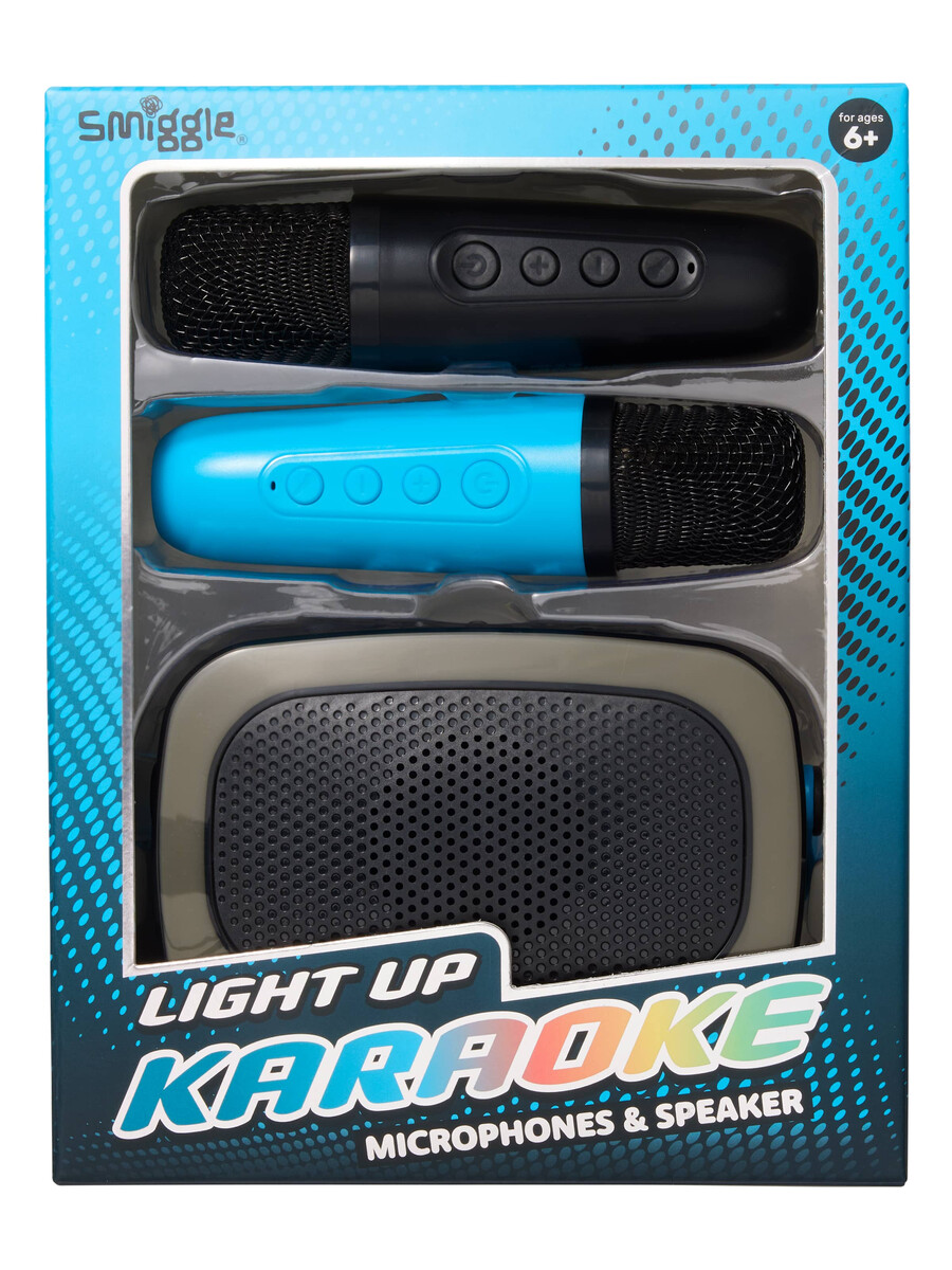 altavoz y micrófono de karaoke con luces