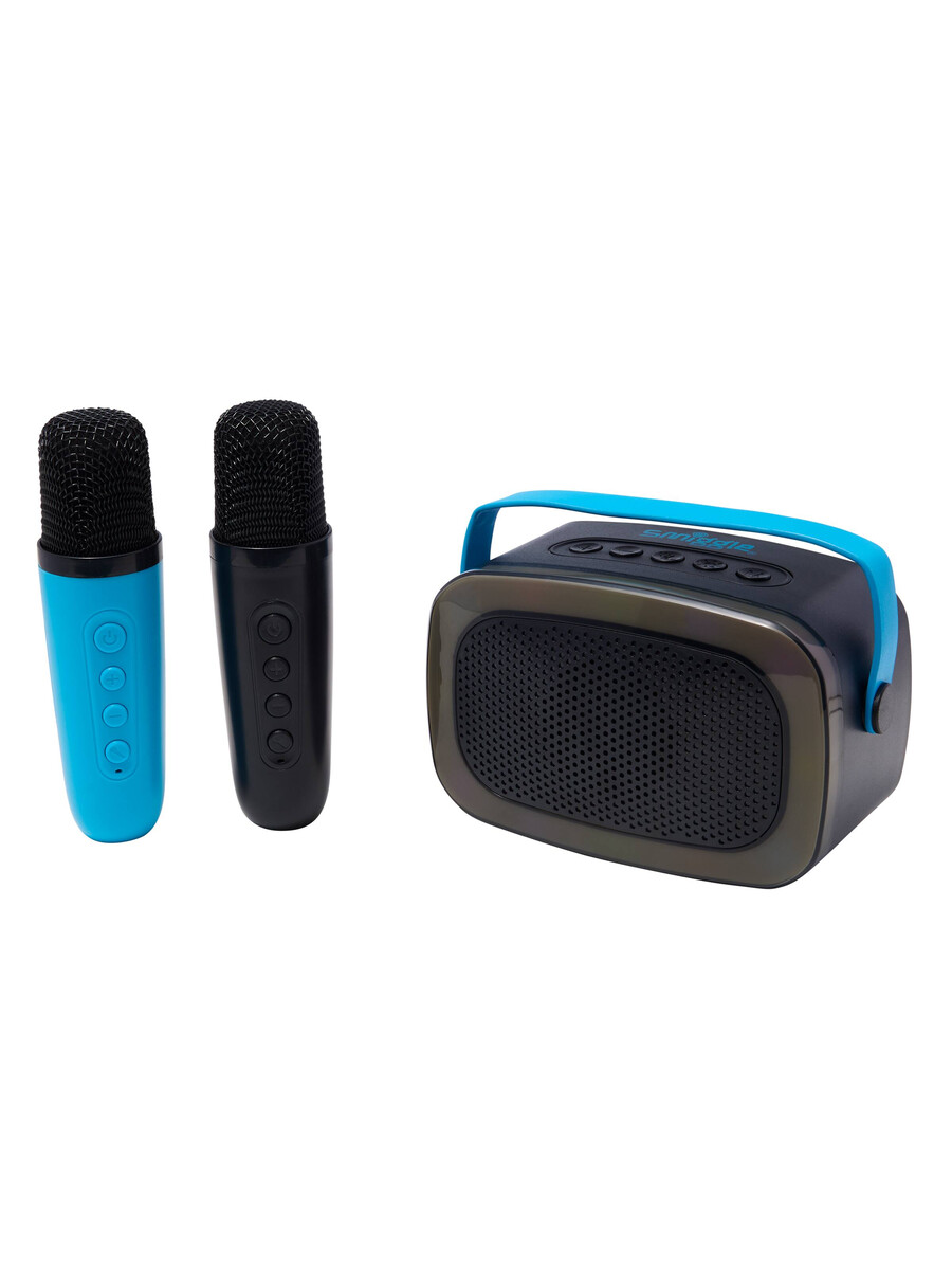 altavoz y micrófono de karaoke con luces